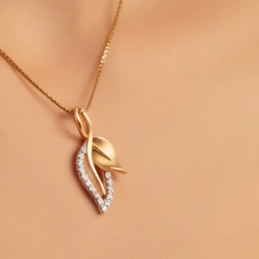 endentif feuille en or rose serti de diamants - ZVertu Jewels