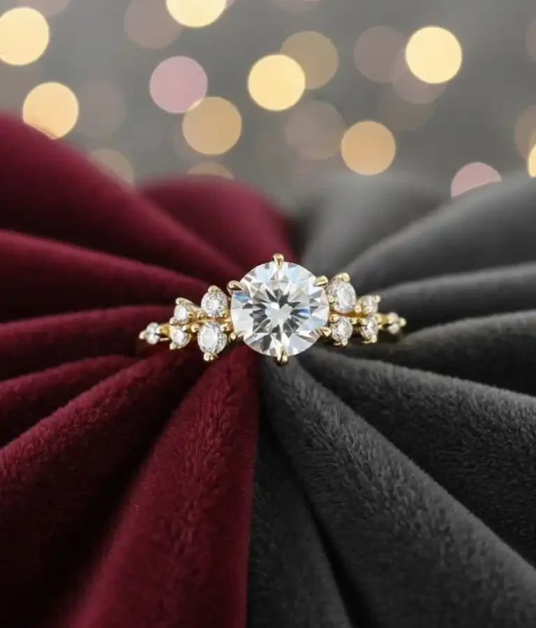 Bague solitaire avec diamant central et pavage - ZVertu Jewels